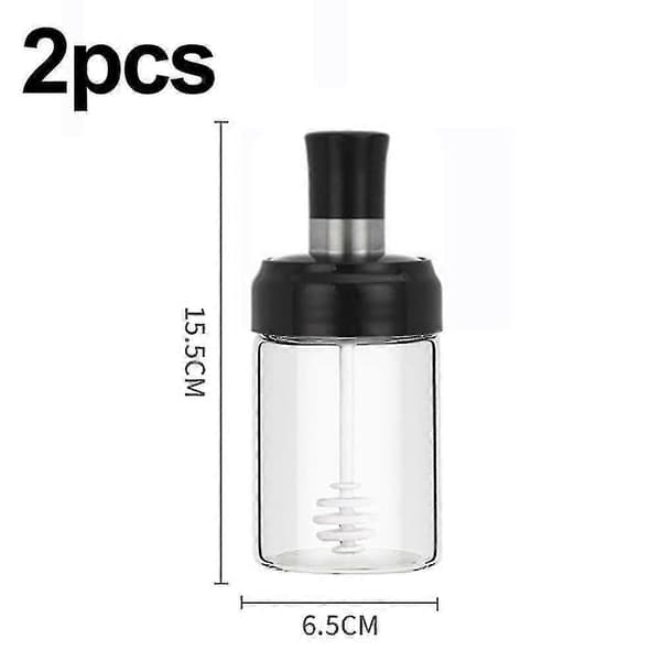 Sauce Jug Transparent Glass Combination Spoon With Lid Container Storage Spices Salt Sugar