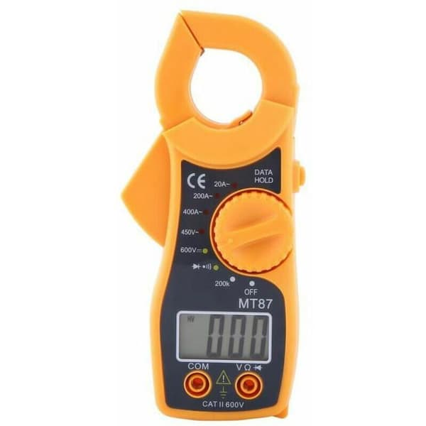 Digital klemme Volt og Amperemeter AC-DC Voltmeter Amperemeter Ohmmeter Volt Tester LCD-måler (gul)