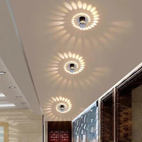 3w Moderne Design LED Rund Korridor Downlight Lamper Loft Spotlight Effekt Væg Effekt Lys Spiral Justerbar Varm Hvid 3000k 55 Mm
