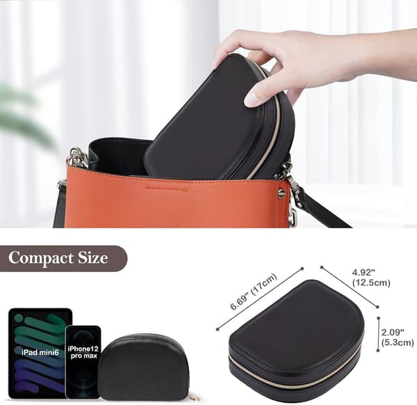 Portable Small Double-Layer Jewelry Box - Black, Lightweight PU Leather
