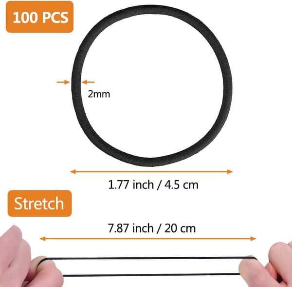 Hårbånd 100 stk, 2 mm elastiske hårbånd, Mini Scrunchies Hår