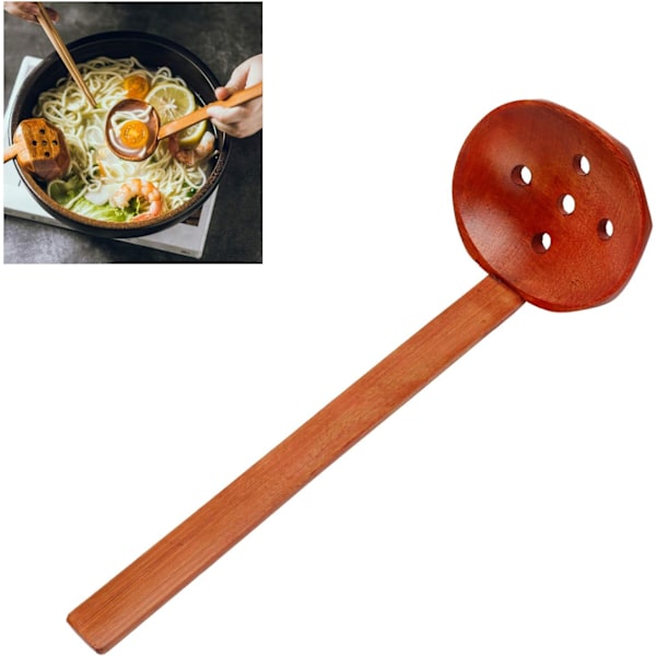 Puinen siivilälusikka Kulumiskestävä lusikka pitkällä kahvalla Kilpikonnan selkä Noodle-lusikka perheen illalliseen ja tarjoiluun