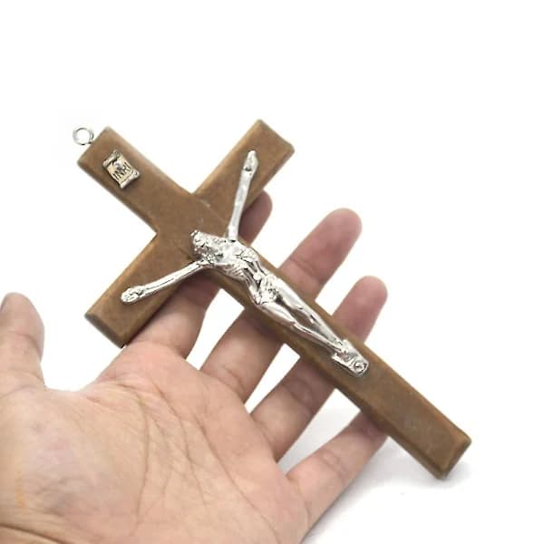 Väggdekoration Kors i Trä med Mässing 2-pack Brun