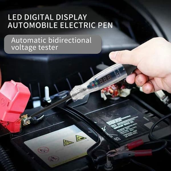 Biltestlampe 3-60V DC Digital LED Krets Automatisk Toveis Spenningstester Elektrisk Testpenn