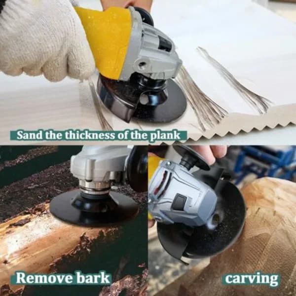 Wood Shaping Disc Set for Angle Grinder, 3-Piece Grinding, Carving, and Cutting Disc, 125mm Black