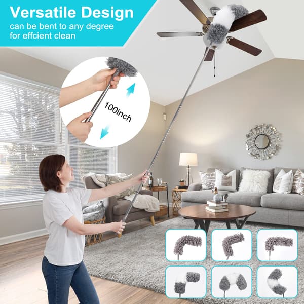 Microfiber Duster Extendable Duster Multifunctional Dust Collector for Cleaning High Ceilings, Blinds, Furniture, Cars