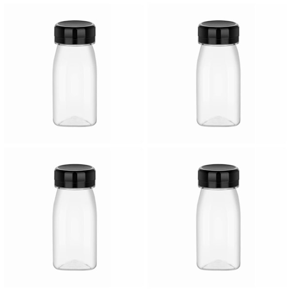 4 st Juiceflaskor Klara Dryckesbehållare SVART LOCK SVART LOCK Black Lid Black Lid