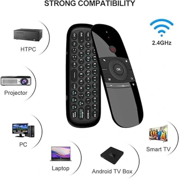 WeChip W1 Air Mouse Remote Control with Mini Keyboard, 2.4G IR RF Gyroscope Control for Android TV Box PC Projector HTPC, Black