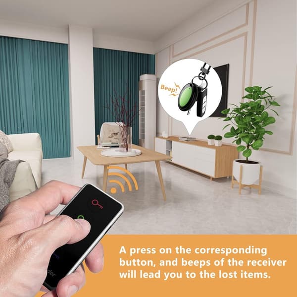 Wireless Key Finder with LED Light 40m Range 1 Transmitter 4 Receivers Compatible with Wallets Phones Glasses Pets