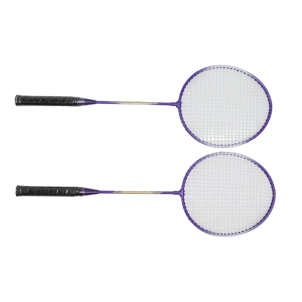2 Pcs Iron Alloy Badminton Rackets with Non-Slip Handle, Purple Badminton Racket Set for Beginners, Students, Professionals