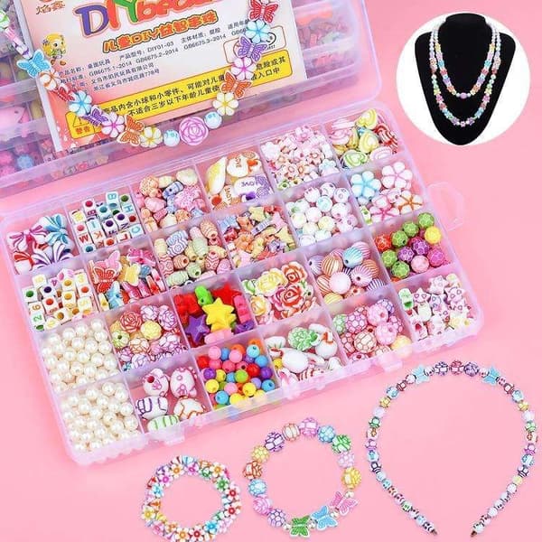DIY - Perleboks - Akrylperler - Mix - 550 stk. - Smykkefremstilling