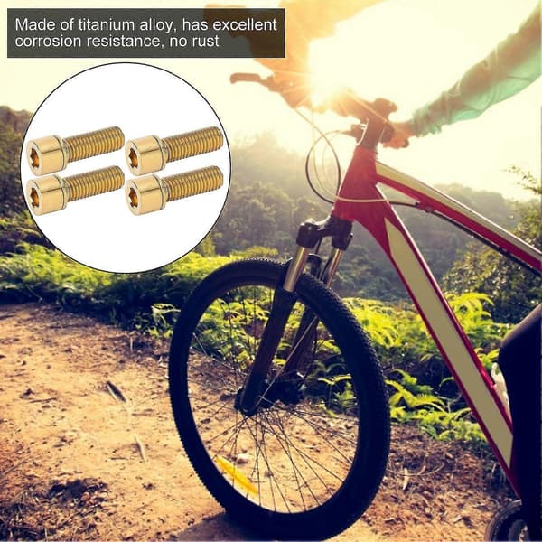 Cykelstyrstamsskruvar i titanlegering - M7x20mm Guld (4st)