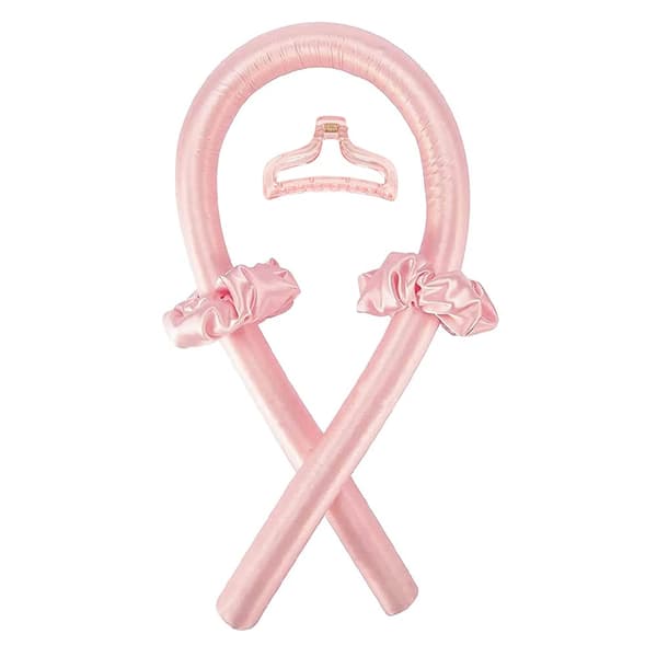 Varmeløst krøllebåndssæt Bløde hårruller med klemme til søvn og DIY-styling Rosa