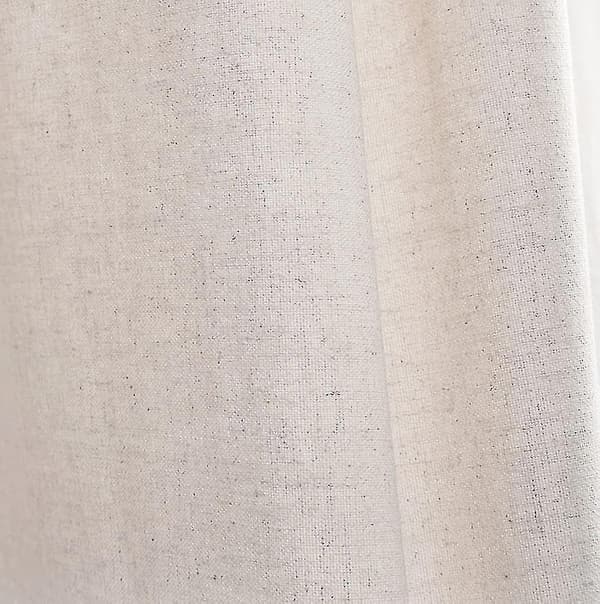 Linen Blend Shower Curtain with Ruffles, 183x183 cm, Natural Style Bathroom Decor