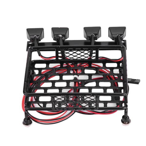 Small Size Roof Rack with LED Light Square for SCX10 1/10 RC Car (4 White)