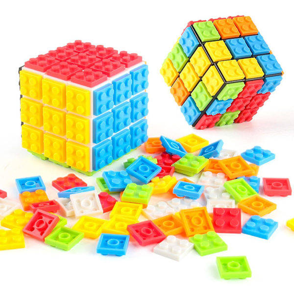 3x3 Byggbar Brick Magics Kub Hjärngympa Pussel och Byggleksak 2-i-1 för Barn Vuxen Present [db] White
