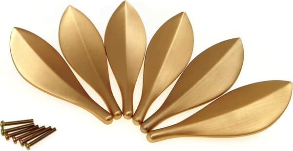 Sæt med 6 Guldblads Dørgreb i Art Deco Stil