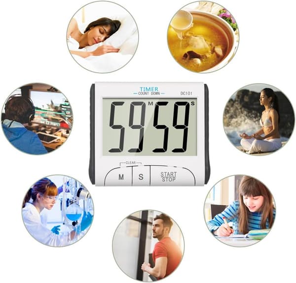 Elektronisk køkkentimer, magnetisk digital 24H (1 stk, hvid)