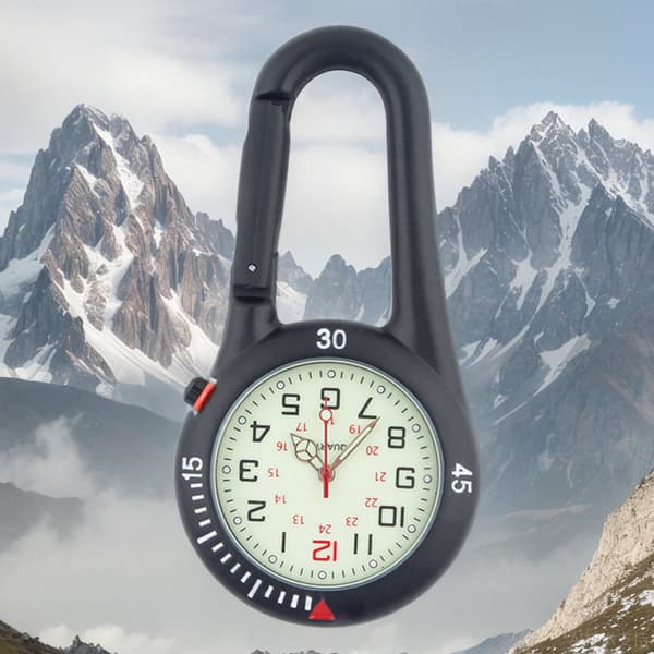 Black Carabiner Watch, Can Also Be Decorated with Small Pendants (3.9 * 7.7 cm)