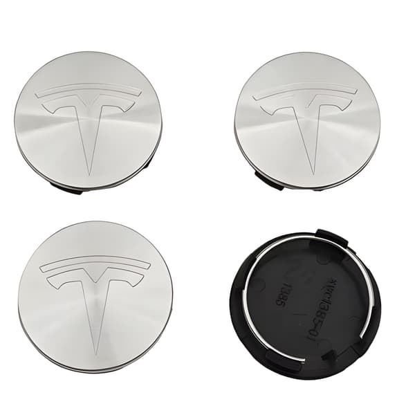 4-pack Tesla centrumkåpor – hjulnavsemblem 56 mm silver silver silver silver