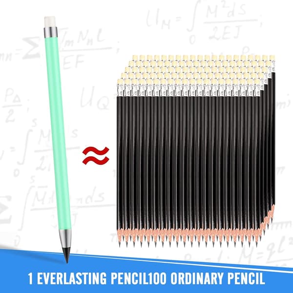 6 Pcs Eternity Pencils with Eraser at the End, Portable Inkless Pencils Eternal Reusable Erasable