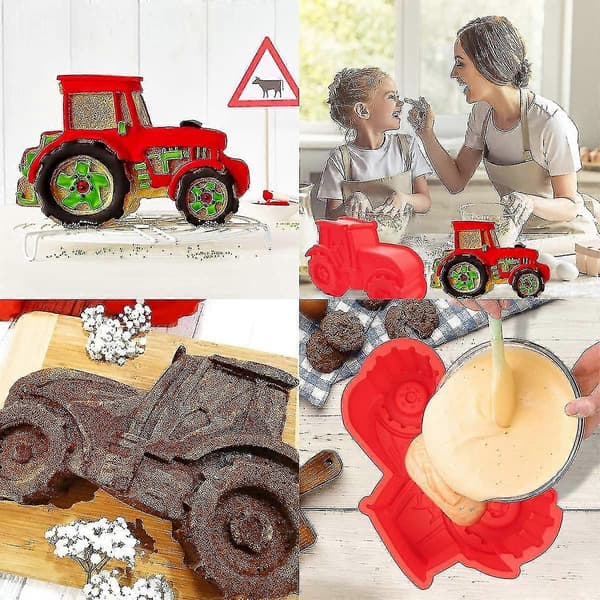 Traktorformet silikonform for kake, 3D silikon kake gelé matlaging sjokoladeform bakeverktøy, 1 stk