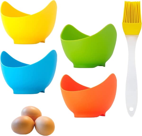 Silicone Egg Cooker - Reusable and Environmentally Friendly - Set of 4 - Various Colors