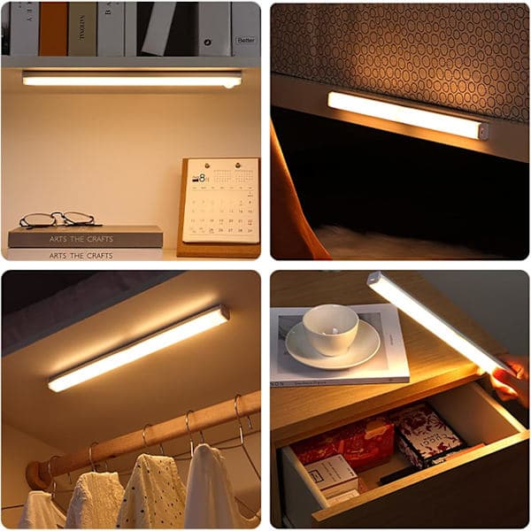 Garderobebelysning, trådløs lampe indendørsbelysning LED natlys bevægelsessensor 20CM 3 tilstande LED-lampe - 2 stk.