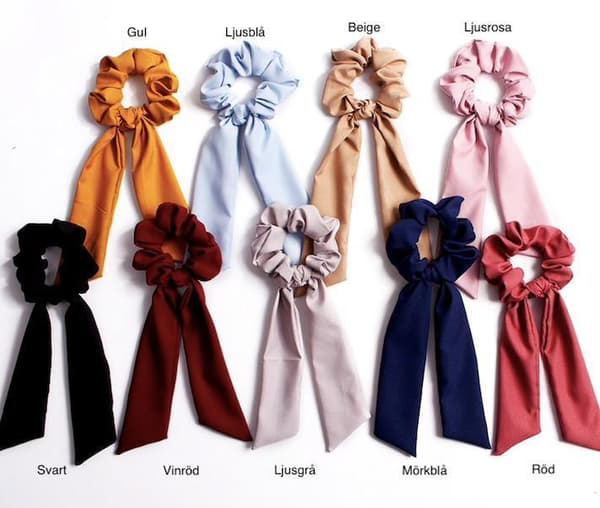 Hårstrikker, scrunchies med skjerf, lyseblå hårbånd Lyseblå Lyseblå