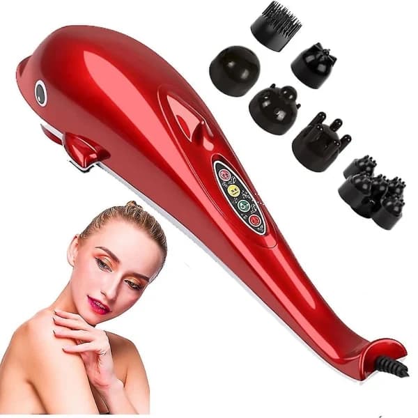 Elektrisk delfinmassageapparat, rygmassagehammer, vibration, infrarød, stickroller, cervikal kropsmassage