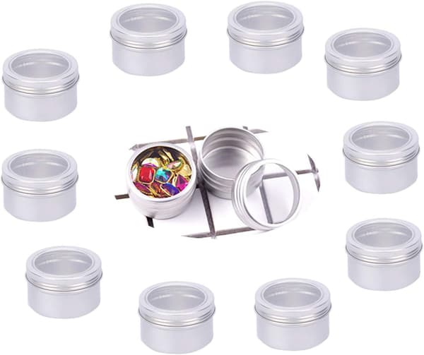 12 pcs/120 ml Aluminum Screw Jar DIY Empty Container with Clear Window for Jewelry Organizing