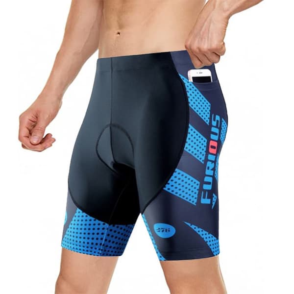 Cykelshorts til mænd med 3D-sædepolstring, hurtigtørrende, blå, størrelse XL