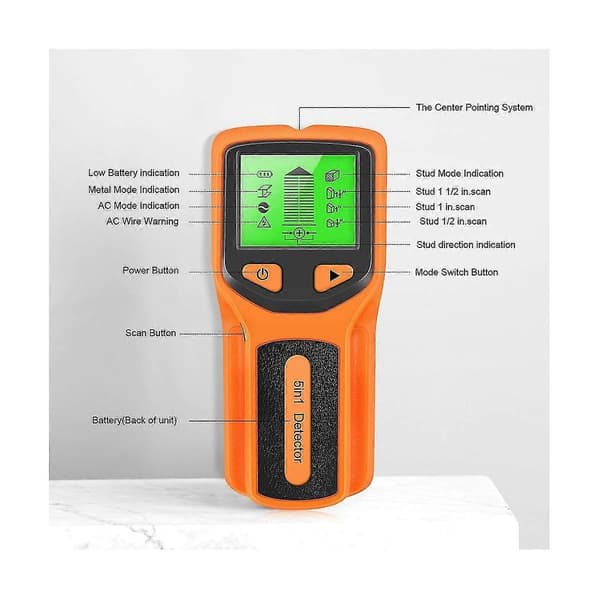 5-in-1 Wall Scanner Stud Detector Digital Handheld Wall Detector PVC Water Pipe Metal Detector Scanner