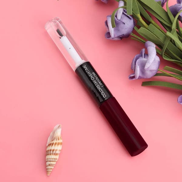 ibcccndc 5ml+5ml Langvarig Makeup Flydende Læbestift Vandtæt Skønhed Dobbelt Læbeglans (01)