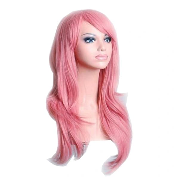 Rosa paryk 70cm Cosplay Kostume pink rosa