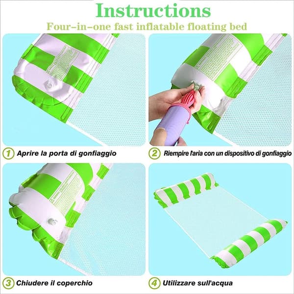 Summer Gift Pool Floats, Leak-Proof Design Versatile 4-in-1 Portable Pool Chair Float, Inflatable Water Hammock For Pool, Beach, Vacation