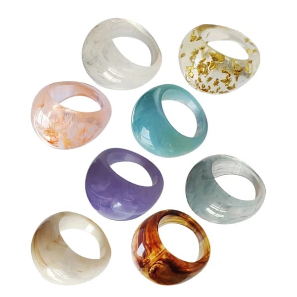 8 stk. akrylpegefingerringe til kvinder Chunky Statement Resin Knoringe 3x 3x 3x