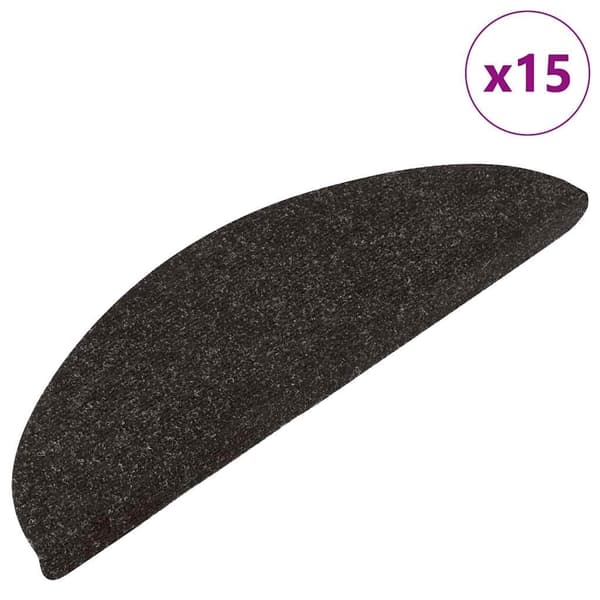 vidaXL Selvklæbende Trappetrinmåtter 15 stk. 56x17x3 cm Sort