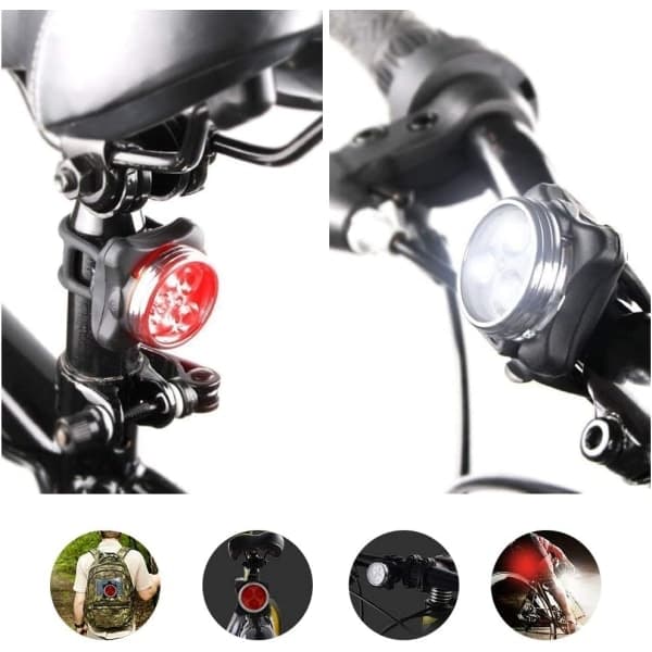 USB Rechargeable Bicycle Light, Super Bright LED Front and Rear Light