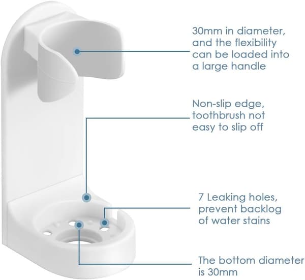Electric Toothbrush Holder, Multifunctional Self-Adhesive Wall-Mounted Plastic Toothpaste Organizer, 4-Piece Holder for Bathroom and Kitchen