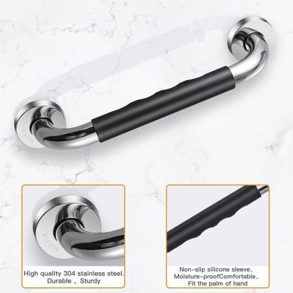 2-pack 33 cm Non-slip Bathtub Grab Bar Bathroom Handle Wall Mounted Stainless Steel