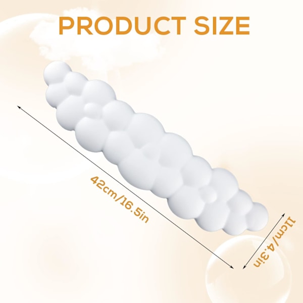 Tangentbordskudde Moln, Mjuk Bekväm Söt Tangentbordskudde Halkfri Ergonomisk Stöd Moln Skrivbords Handledsstöd & Memory Foam (Vit)