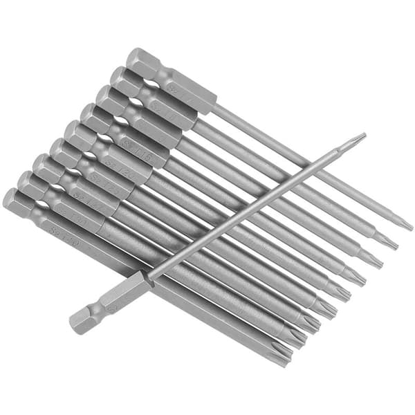 10 Pieces 100mm 1/4\" Hex Shank S2 Steel Torx Screwdriver Bit Set