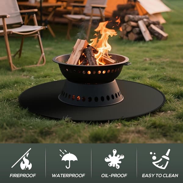 Brannsikker komfyr-/grillmatte - 60 cm rundt beskyttelse under utendørs grillmatte - olje- og vanntett underlagsmatte - grilltilbehør