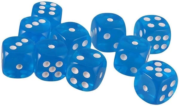 10 stk. 16 mm D6 polyedriske akrylterninger (himmelblå) for DND Dice RPG MT
