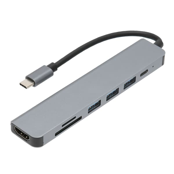 USB C Hub 7 in 1 4K HDTV Multifunctional 100W PD Fast Charging Secure Portable USB Splitter for MacBook Pro