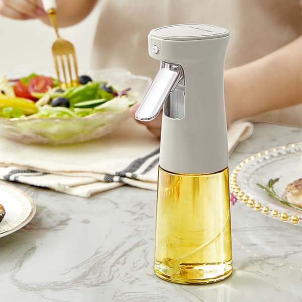 240 ml lasinen öljysuihkepullo - suihkepullo keittiöön, valkoinen