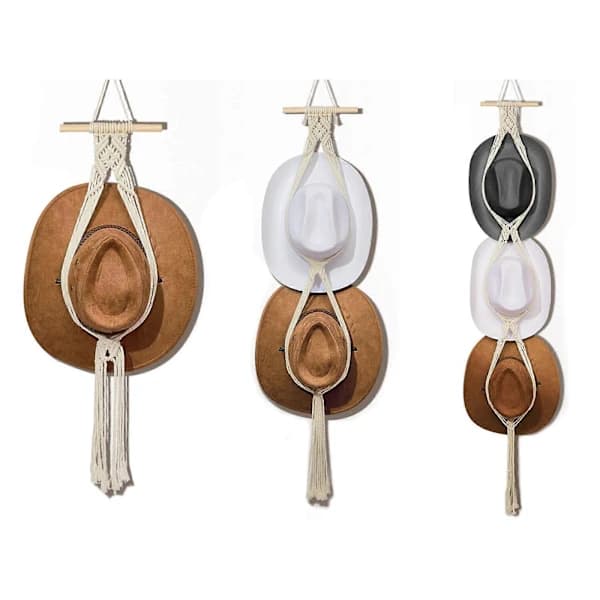 【xj】2024 Boho Handvävd Makramé Hattdisplay Hängande Keps Hållare Hattrep Hängare