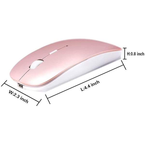 Bluetooth Mus Genopladelig Trådløs Mus til Macbook Pro, Bluetooth Trådløs Mus til Laptop PC Computer (Rose Gold)