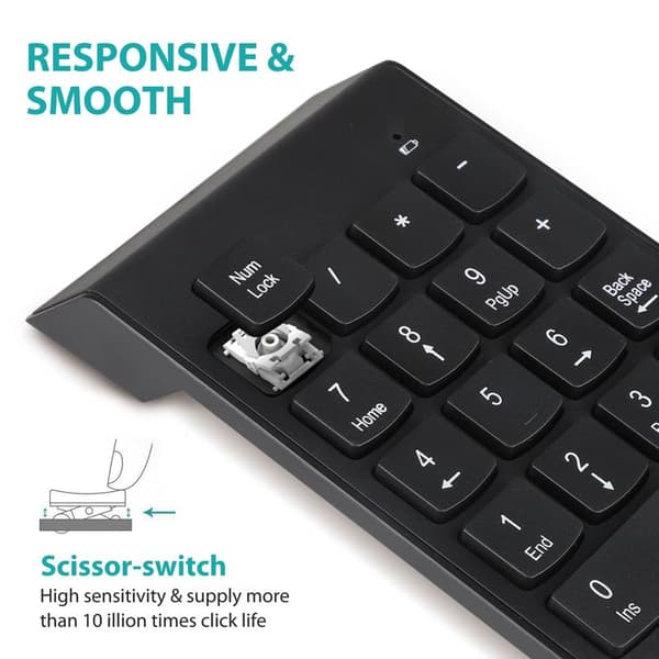 Numerisk tastatur, trådløs USB-nummertastatur, 2,4 GHz, 18 taster, Mini